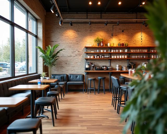 Cozy interior of Equinox Brews coffee shop on Lytton Boulevard